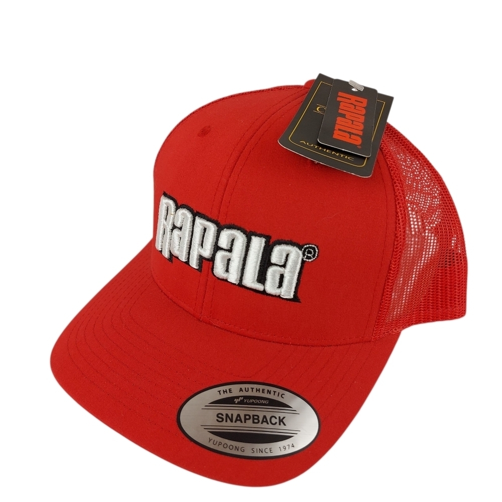 🍄3/50$🍄 Rapala® Classic Mesh Back Cap - Red Rapala Trucker Cap Center Logo NWT